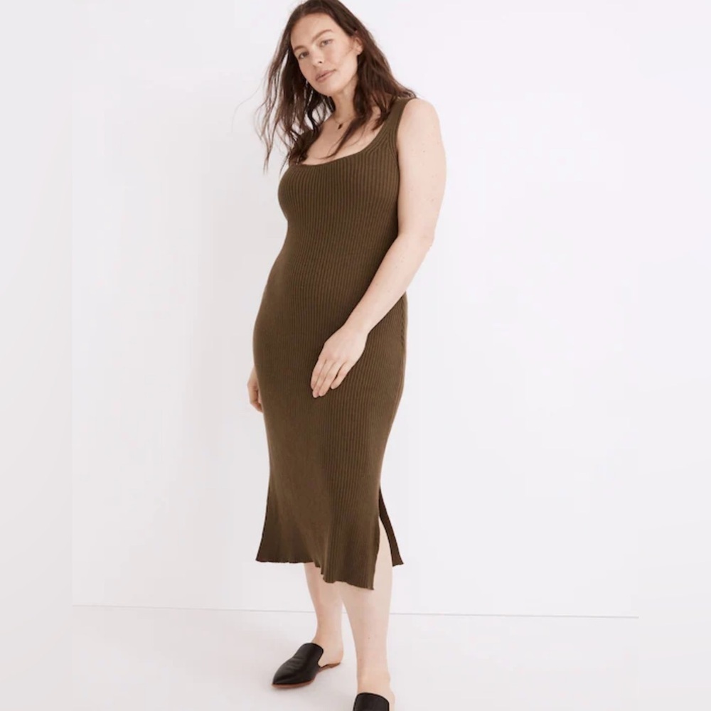 Madewell Kale Brodale Classic Sleeveless Ribbed Sweater Tank Dress Size XL